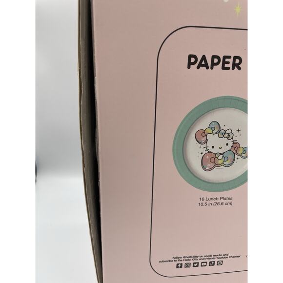 Hello Kitty Paper Tableware Party Set 16 Lunch & 16 Dessert Plates, 40 Napkins - Picture 7 of 11